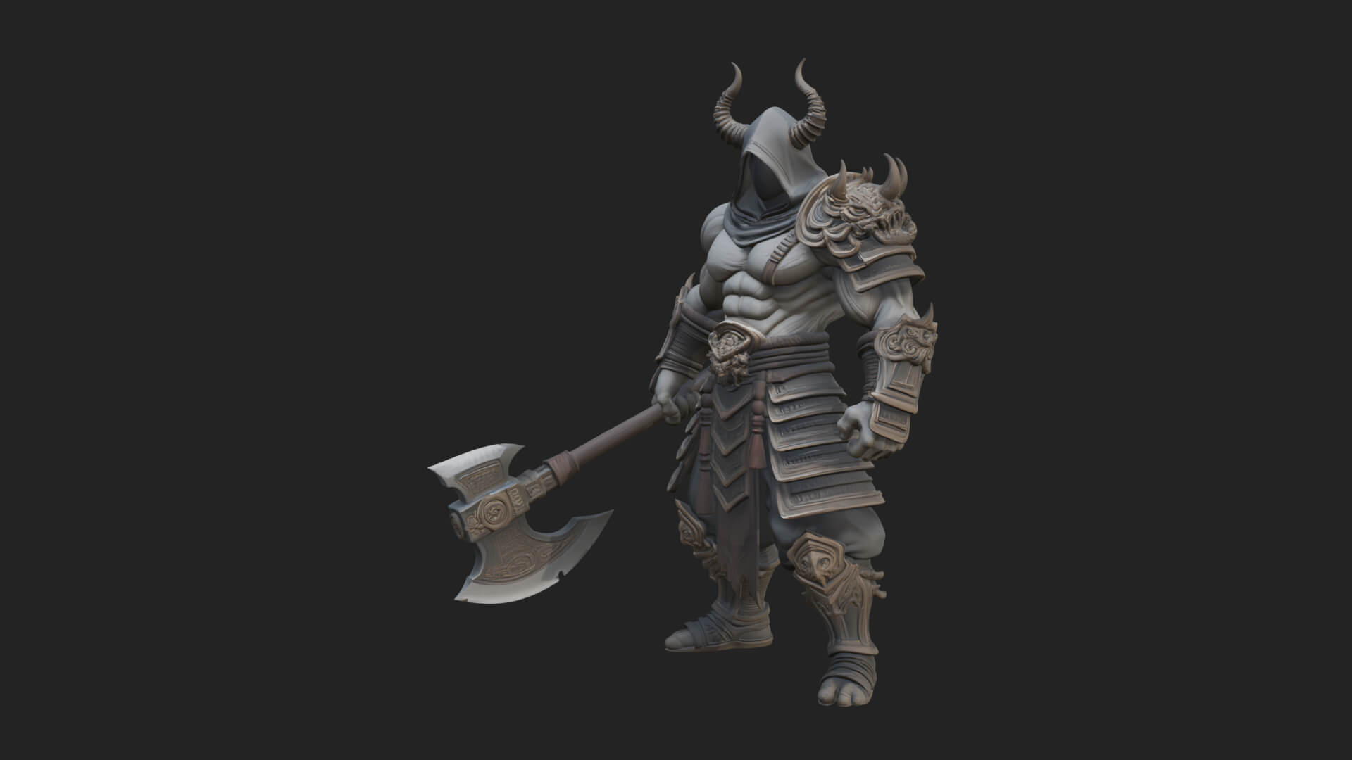 Heavy Armored Brute Statue Design 5 3D Print Model 3D Model