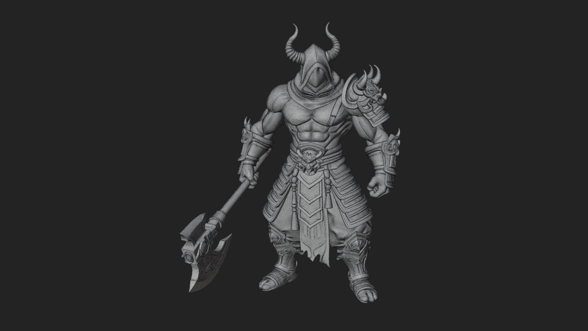 Heavy Armored Brute Statue Design 5 3D Print Model 3D Model