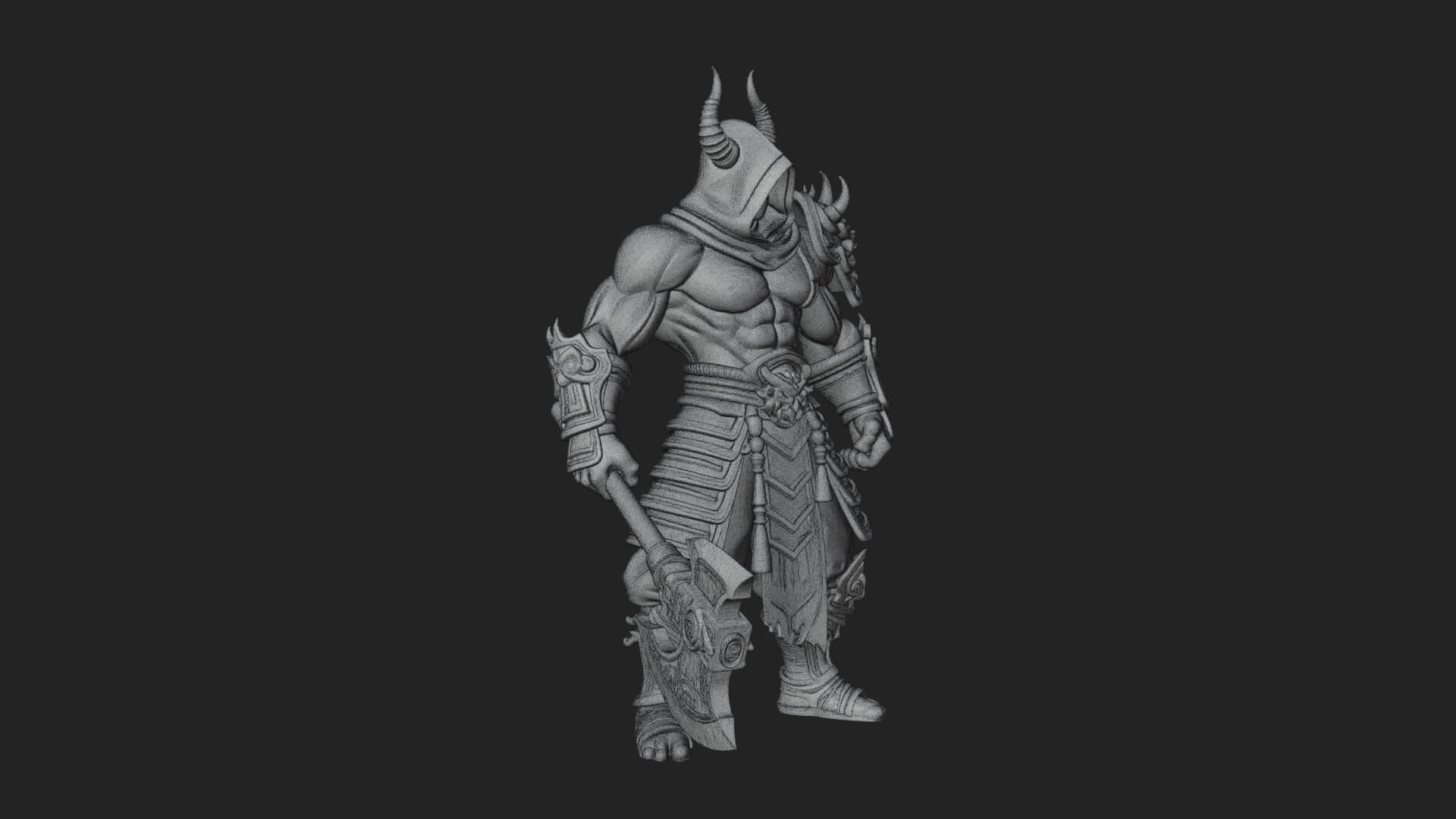 Heavy Armored Brute Statue Design 5 3D Print Model 3D Model