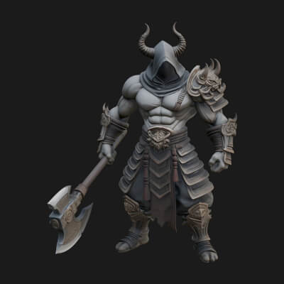 Heavy Armored Brute Statue Design 5 3D Print Model