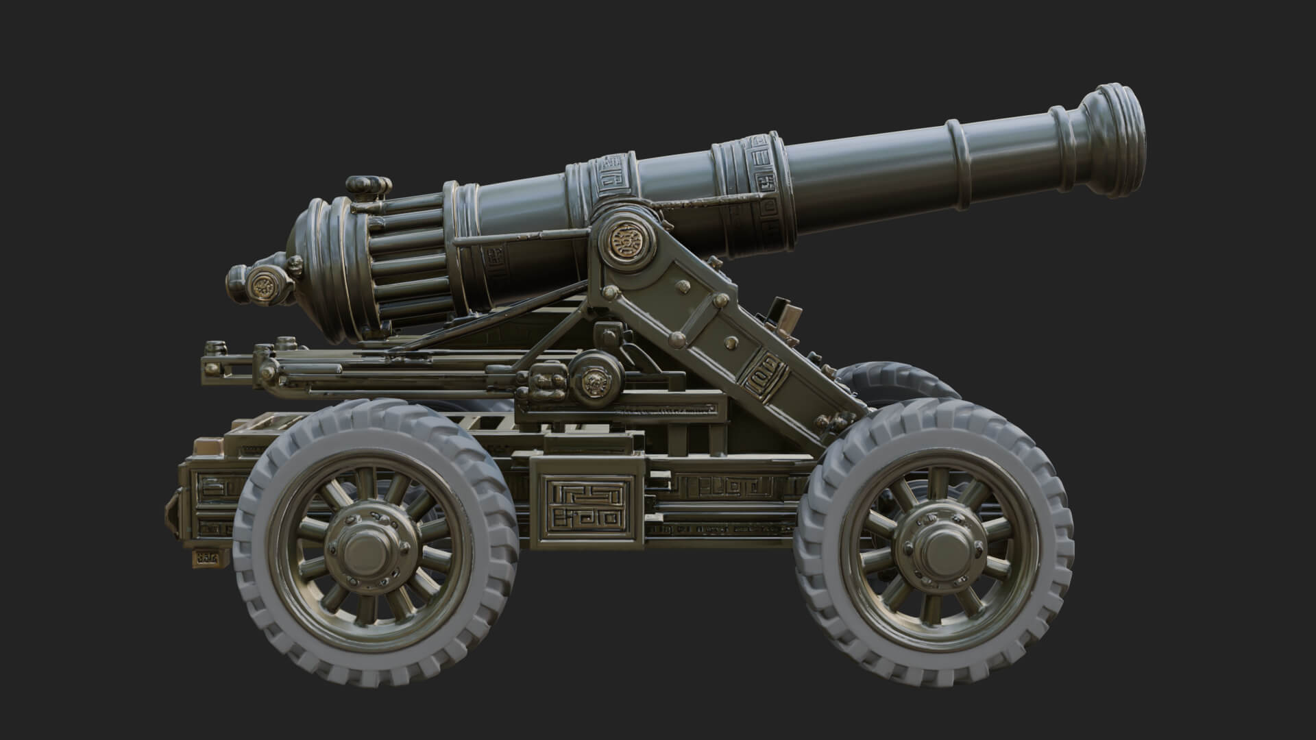 Heavy Siege Cannon Model Design 2 3D Print Model 3D Model