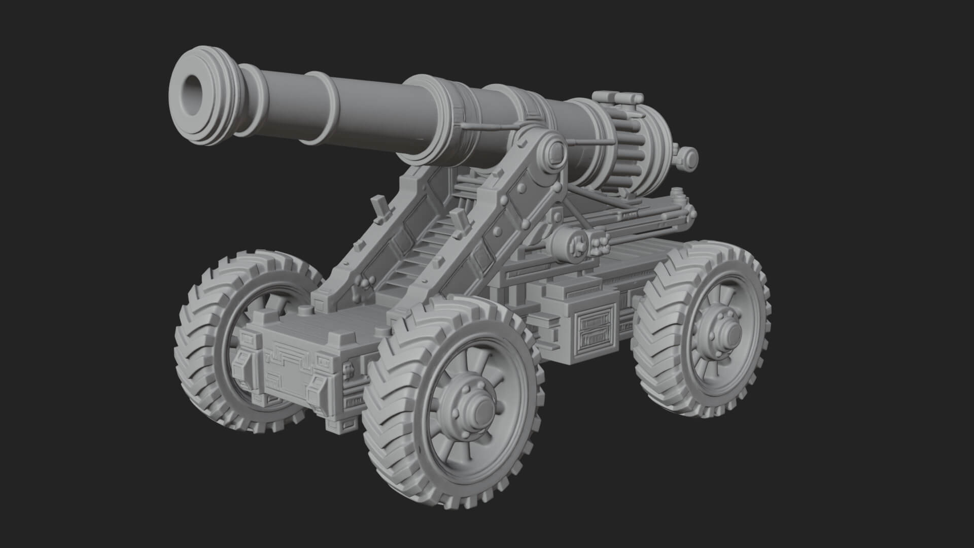 Heavy Siege Cannon Model Design 2 3D Print Model 3D Model