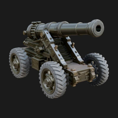 Heavy Siege Cannon Model Design 2 3D Print Model