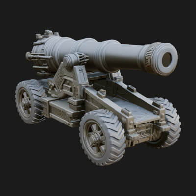 Heavy Siege Cannon Model Design 3 3D Print Model