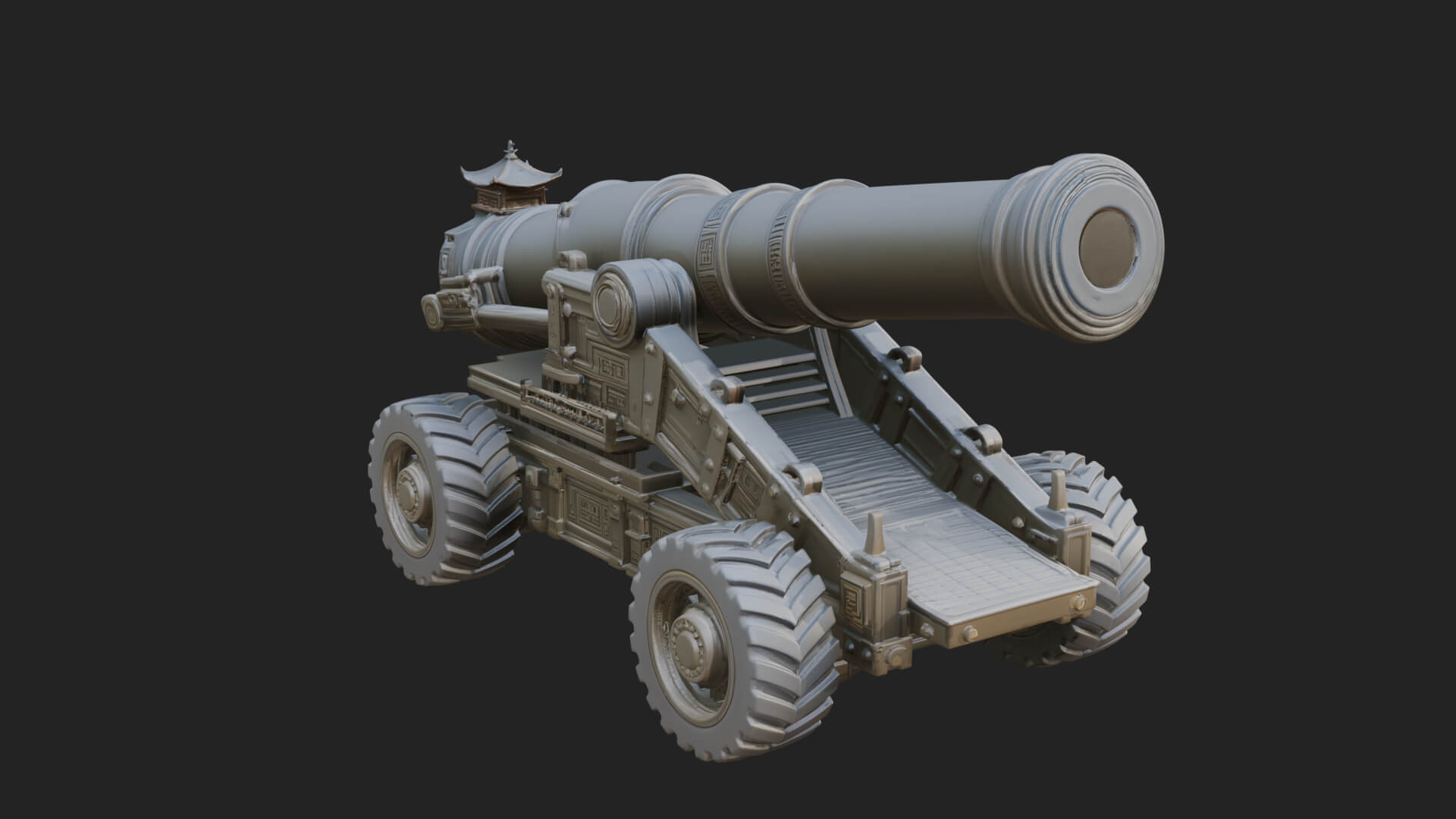 Heavy Siege Cannon Model Design 4 3D Print Model 3D Model