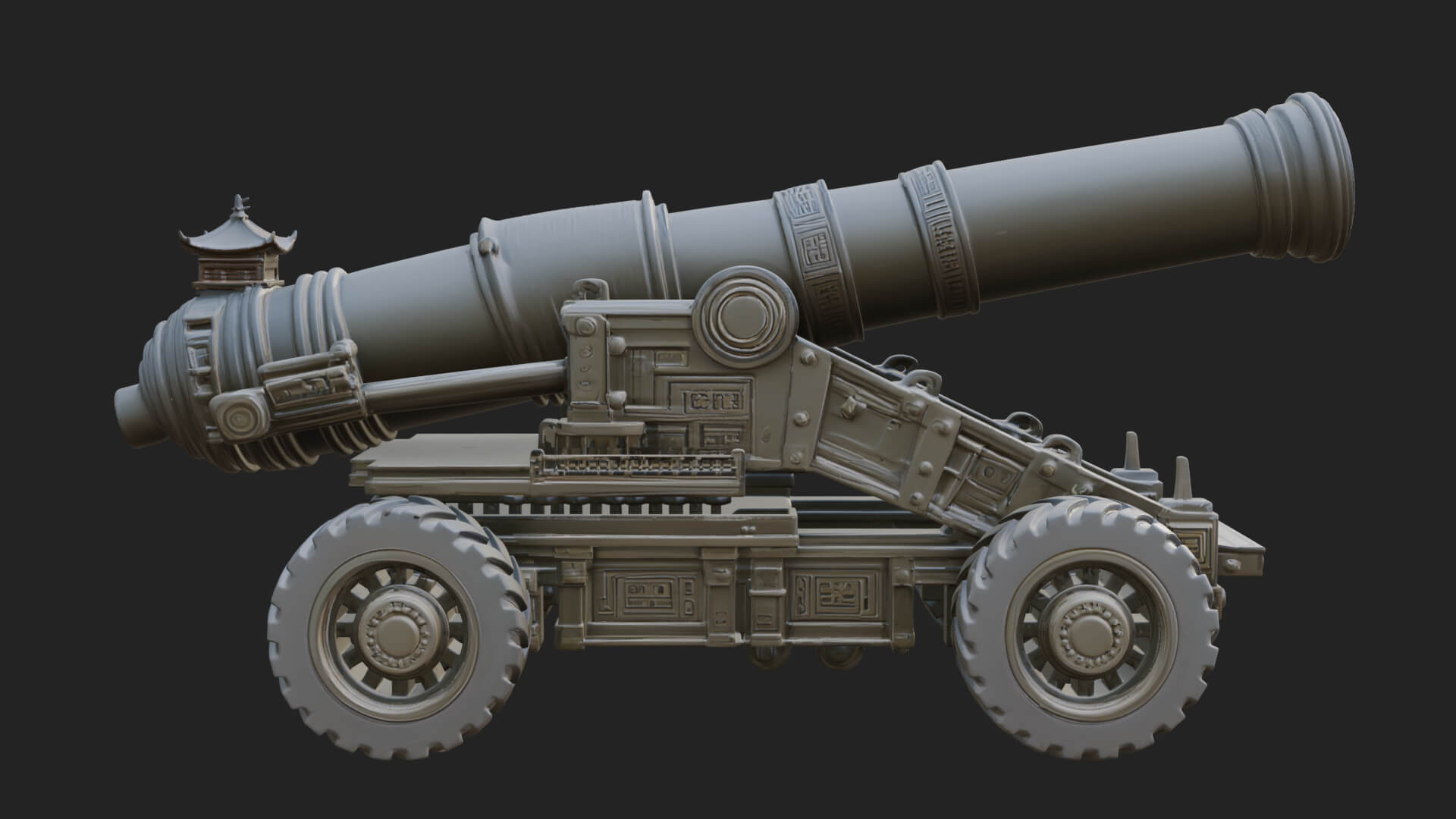Heavy Siege Cannon Model Design 4 3D Print Model 3D Model