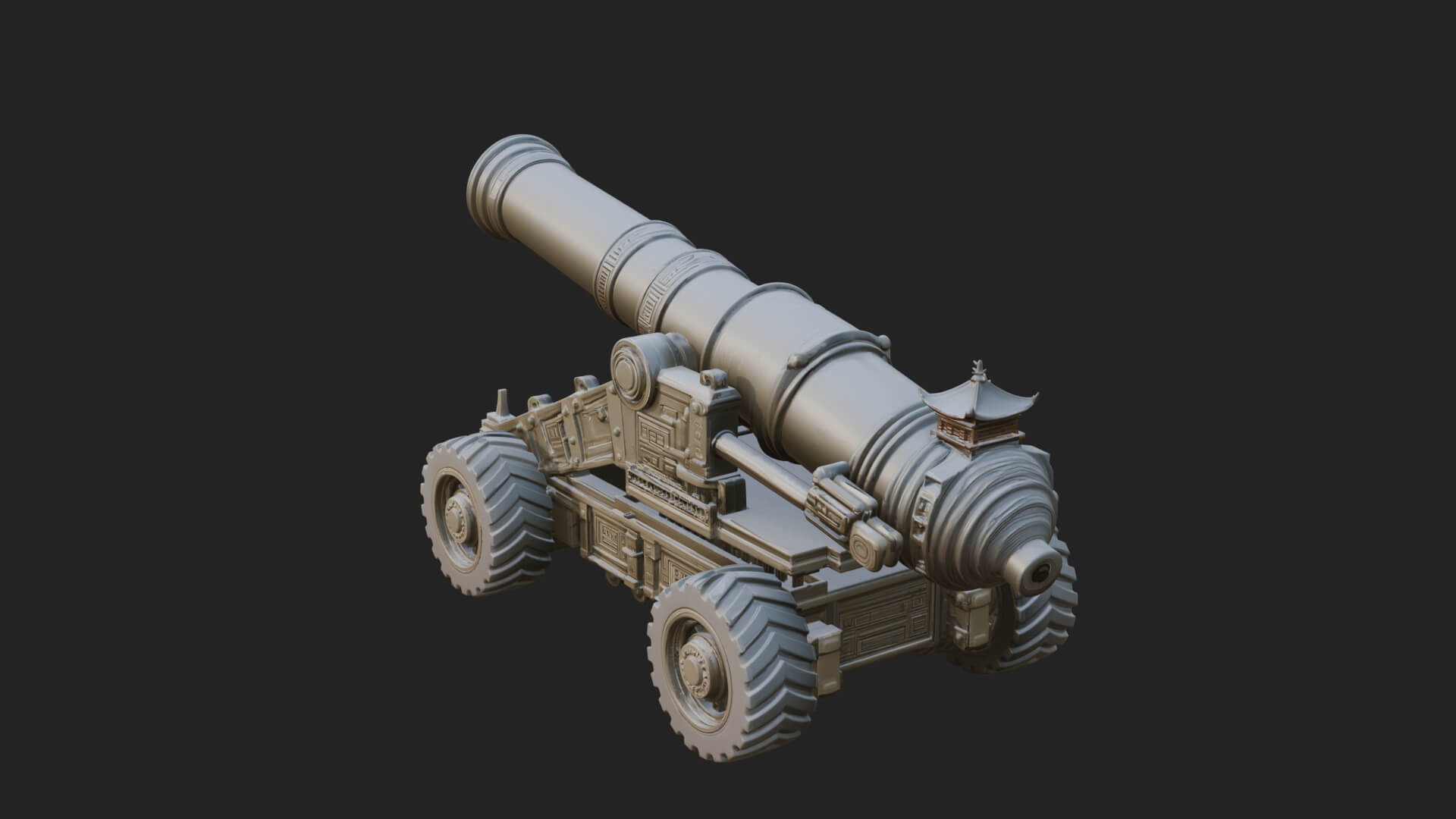 Heavy Siege Cannon Model Design 4 3D Print Model 3D Model