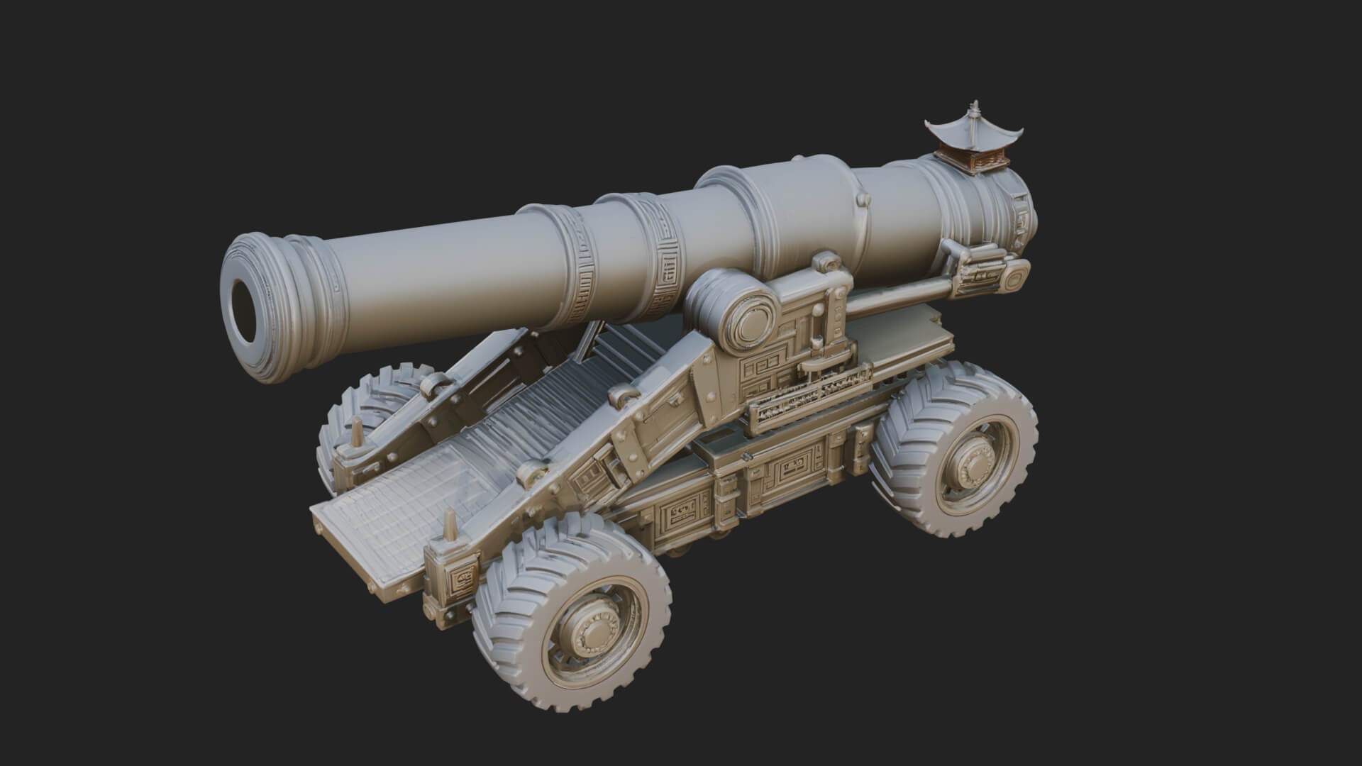 Heavy Siege Cannon Model Design 4 3D Print Model 3D Model