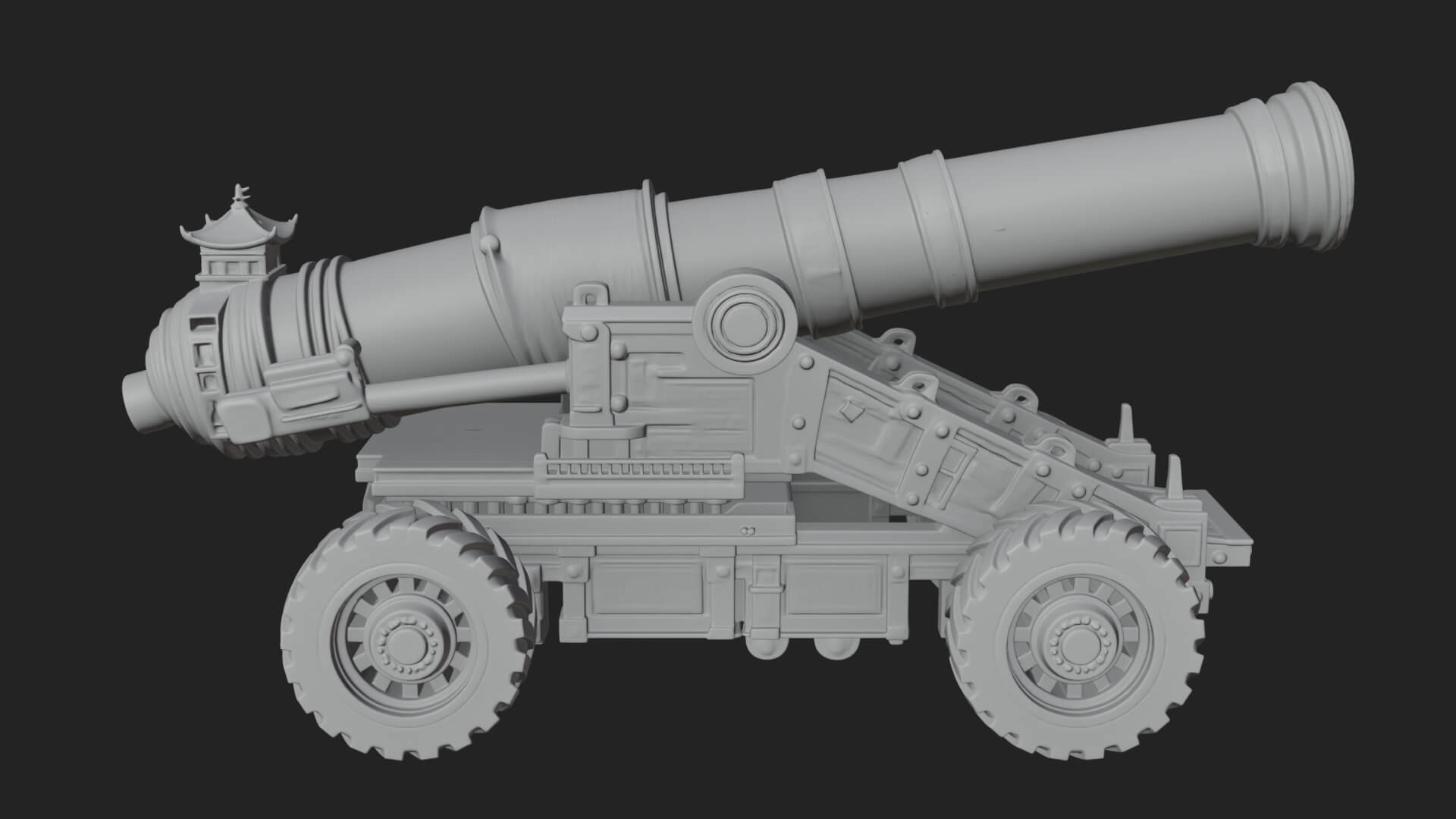 Heavy Siege Cannon Model Design 4 3D Print Model 3D Model