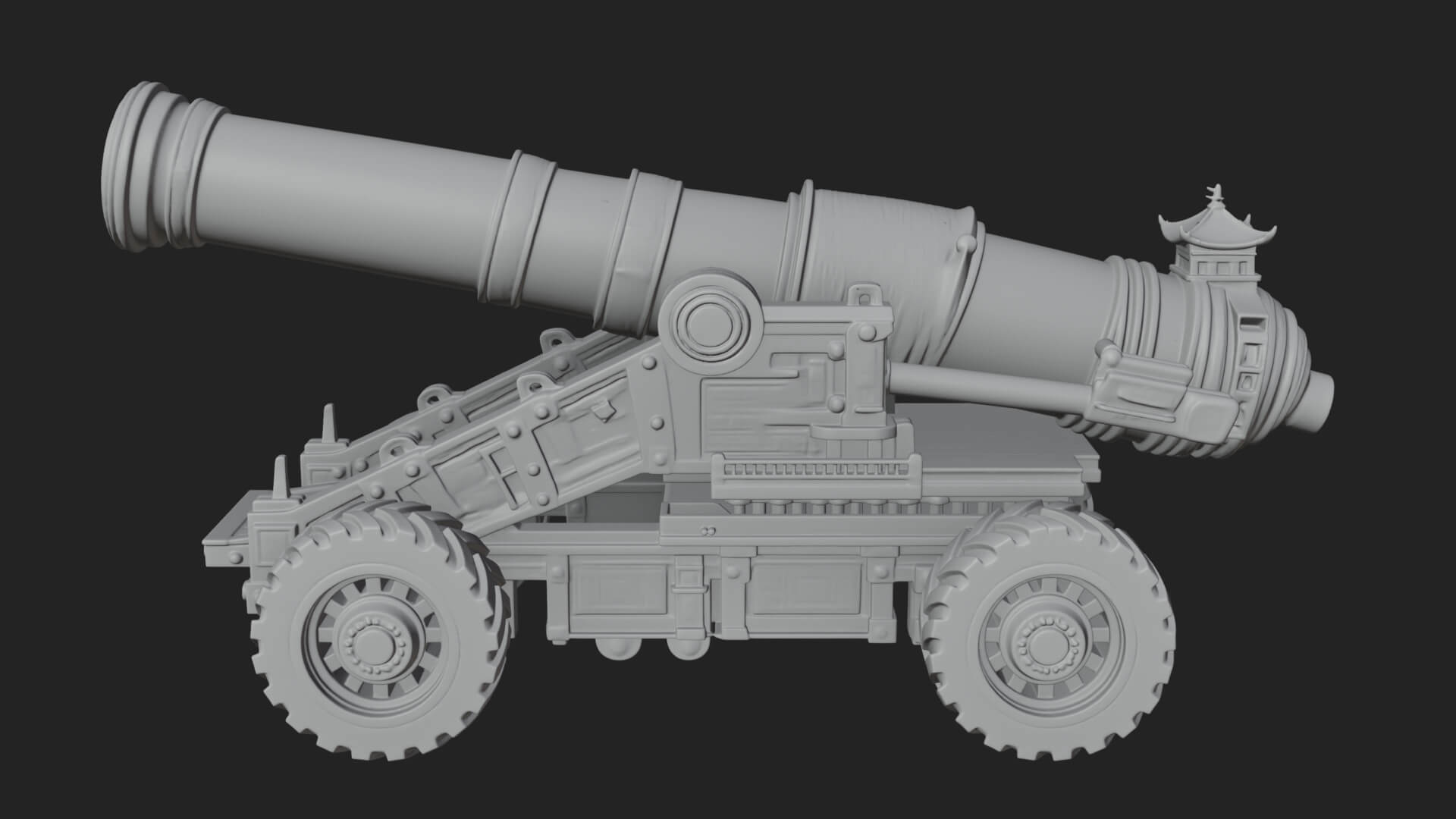 Heavy Siege Cannon Model Design 4 3D Print Model 3D Model