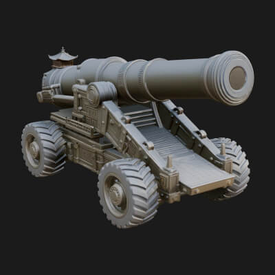Heavy Siege Cannon Model Design 4 3D Print Model