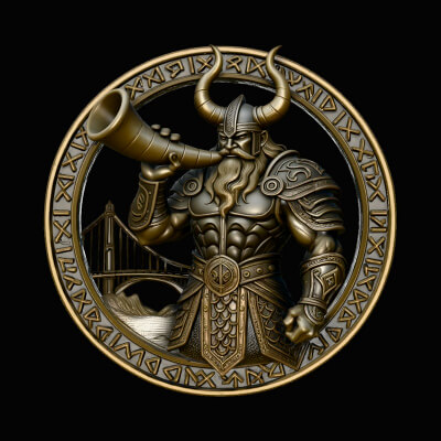 Heimdall with Horn Relief Medallion Pendant Design 1 3D P