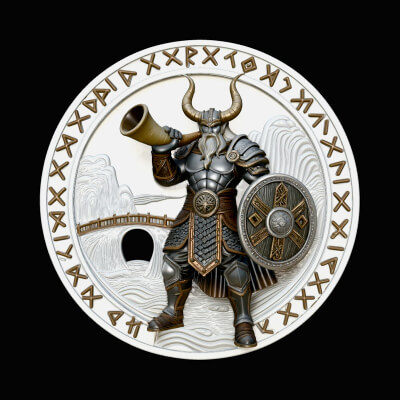 Heimdall with Horn Relief Medallion Pendant Design 2 3D P