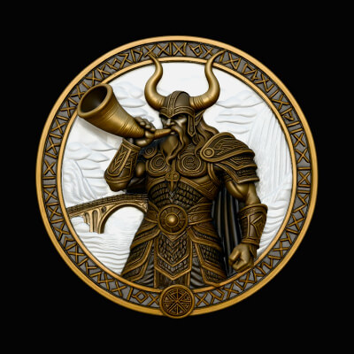 Heimdall with Horn Relief Medallion Pendant Design 3 3D P