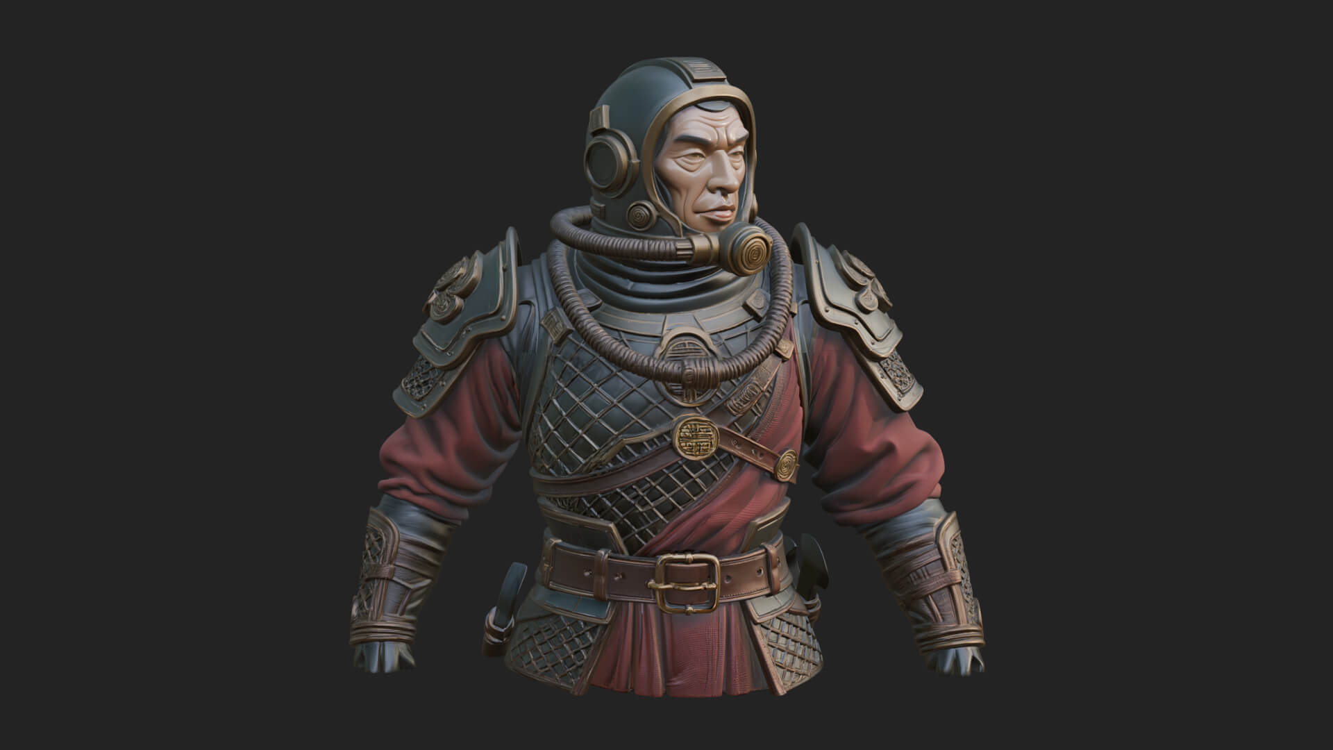 Helmed Diver Soldier Bust Design 1 3D Print Model 3D Model