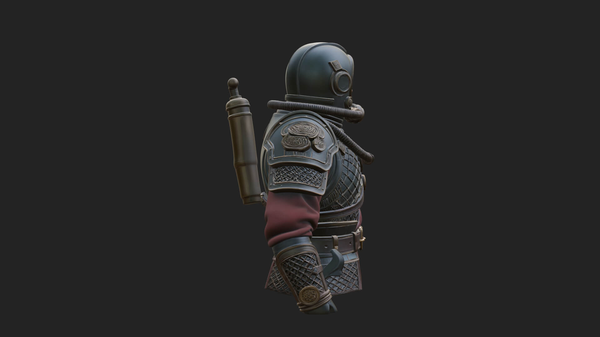 Helmed Diver Soldier Bust Design 1 3D Print Model 3D Model