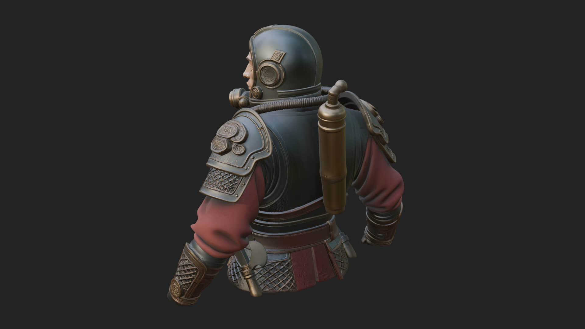 Helmed Diver Soldier Bust Design 1 3D Print Model 3D Model