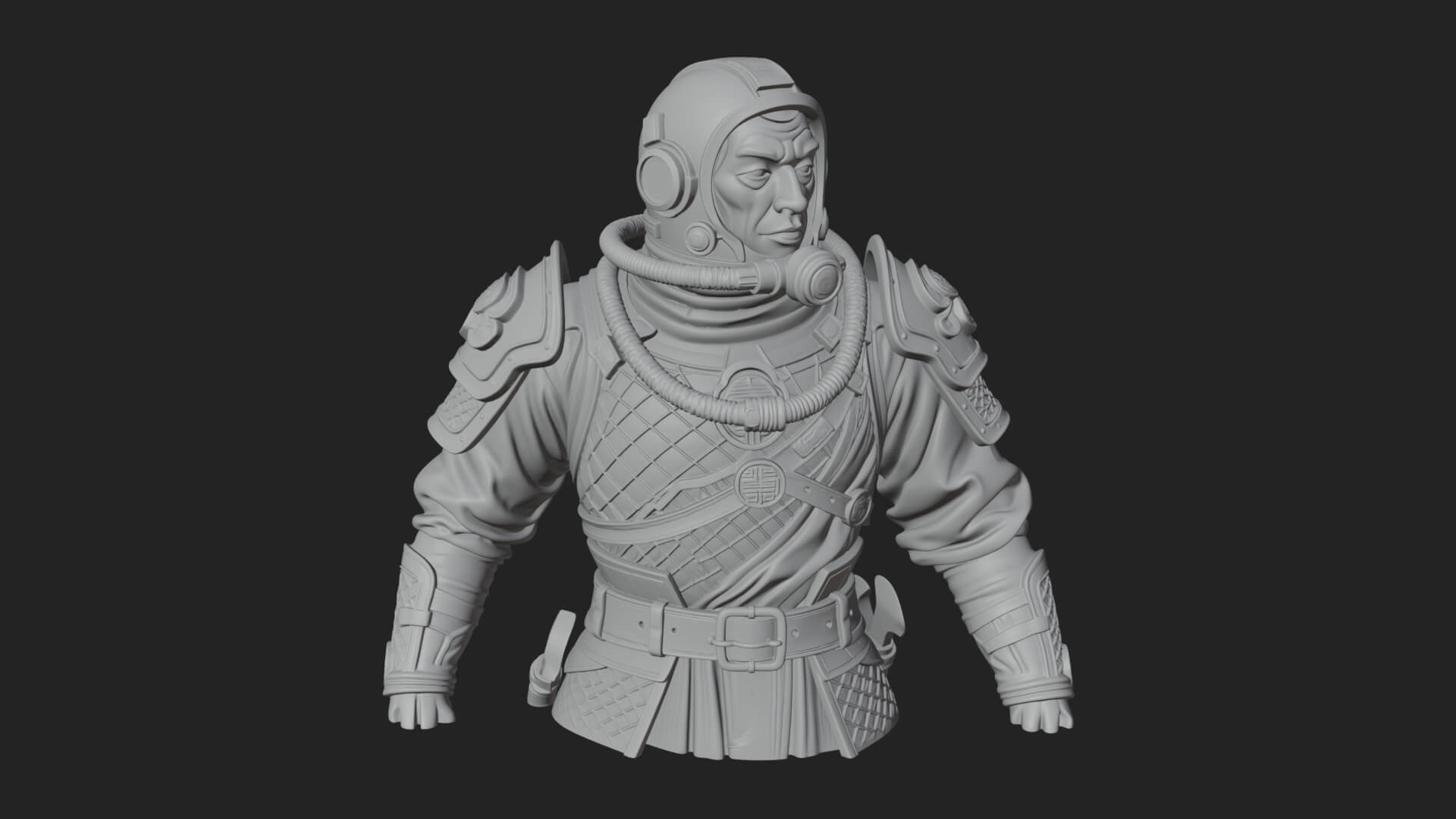 Helmed Diver Soldier Bust Design 1 3D Print Model 3D Model