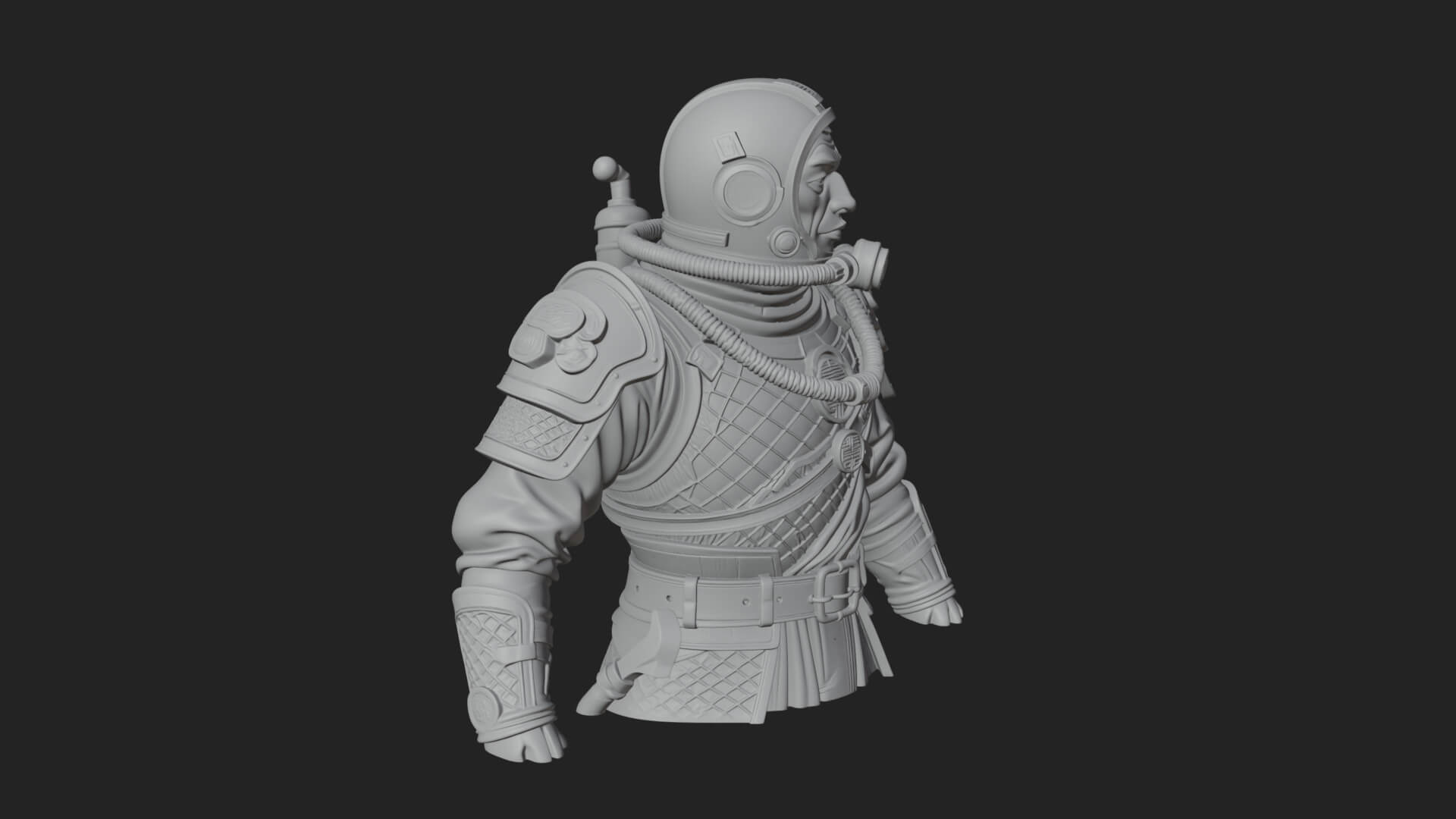 Helmed Diver Soldier Bust Design 1 3D Print Model 3D Model
