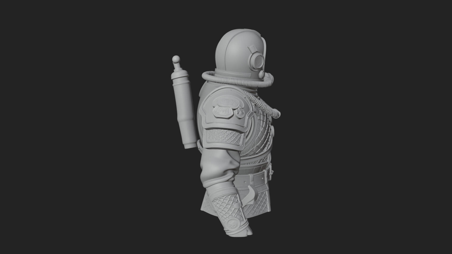 Helmed Diver Soldier Bust Design 1 3D Print Model 3D Model