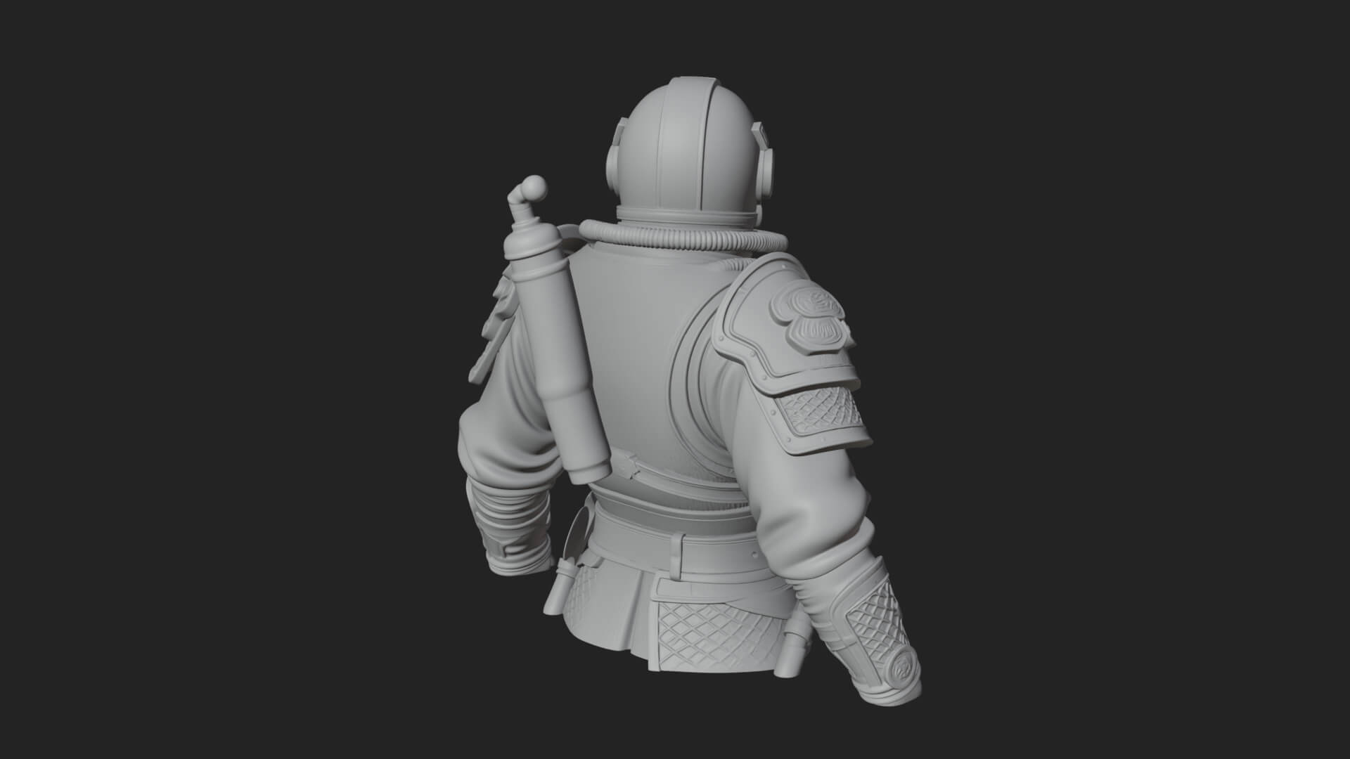 Helmed Diver Soldier Bust Design 1 3D Print Model 3D Model
