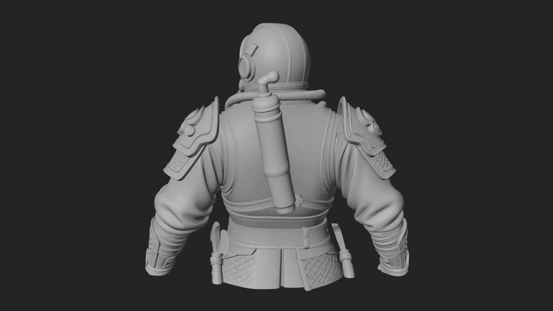 Helmed Diver Soldier Bust Design 1 3D Print Model 3D Model