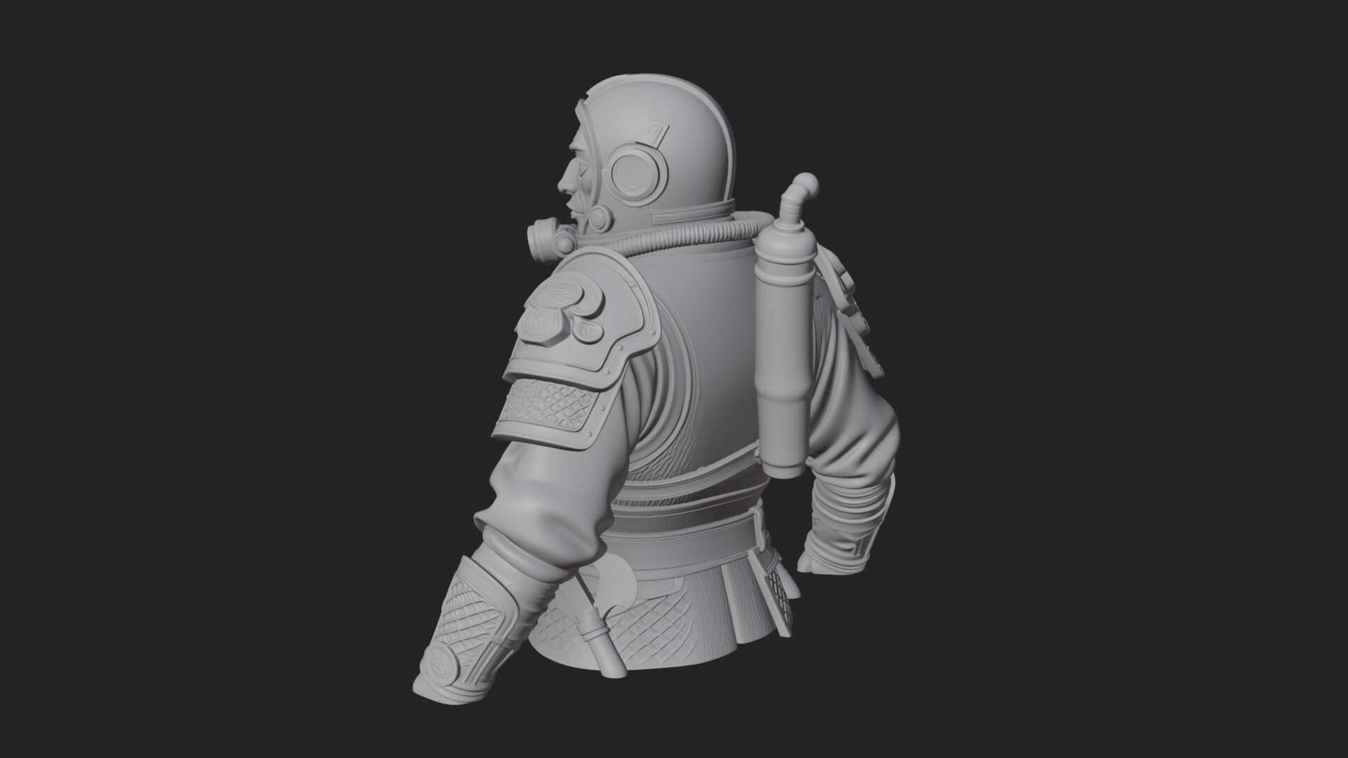 Helmed Diver Soldier Bust Design 1 3D Print Model 3D Model