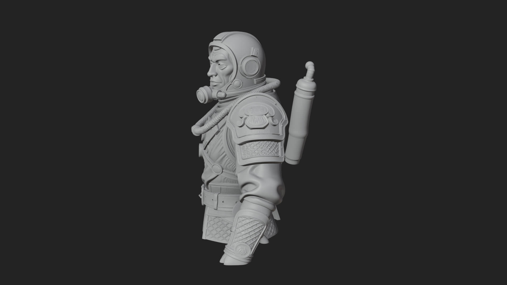 Helmed Diver Soldier Bust Design 1 3D Print Model 3D Model