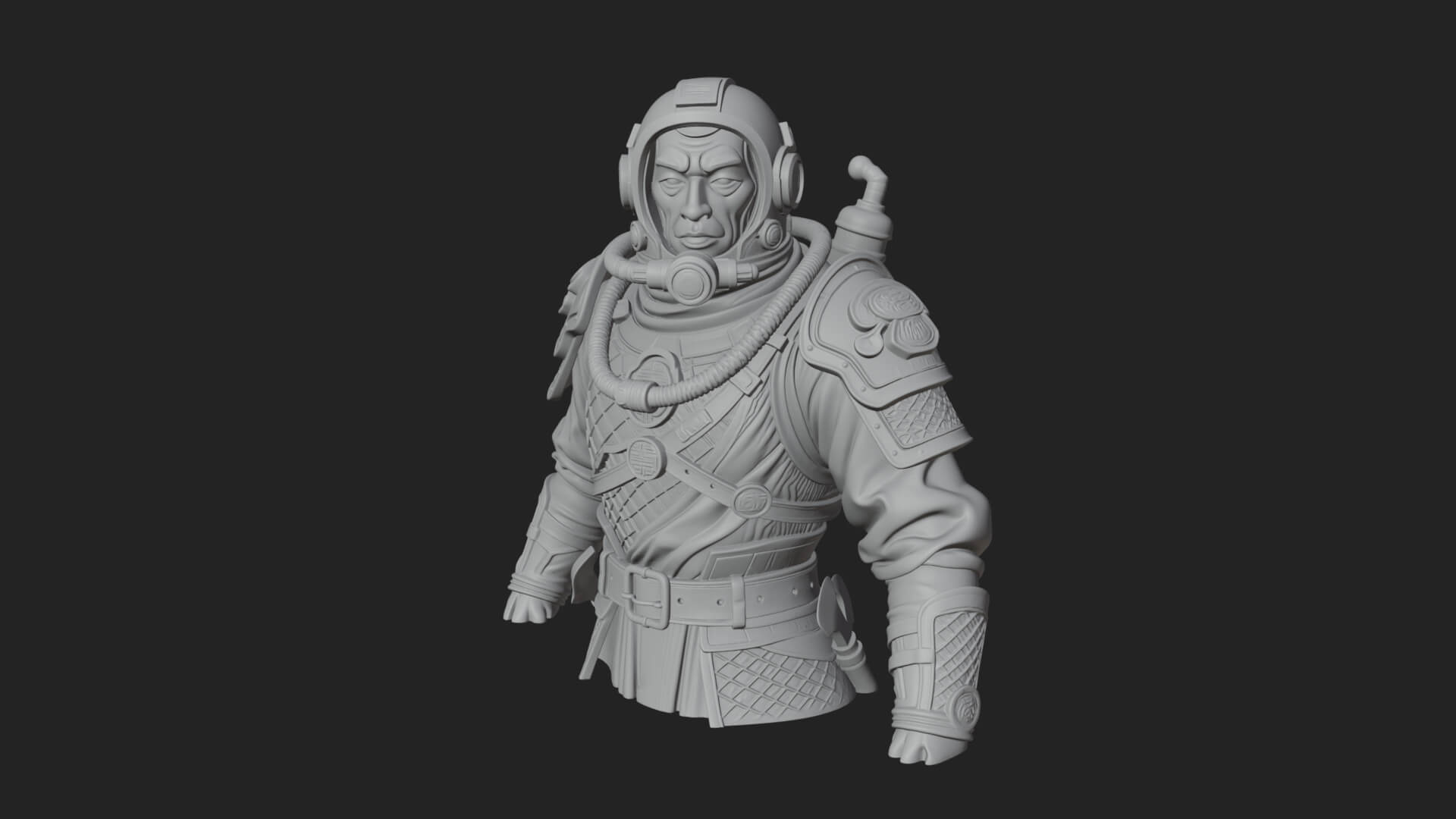 Helmed Diver Soldier Bust Design 1 3D Print Model 3D Model