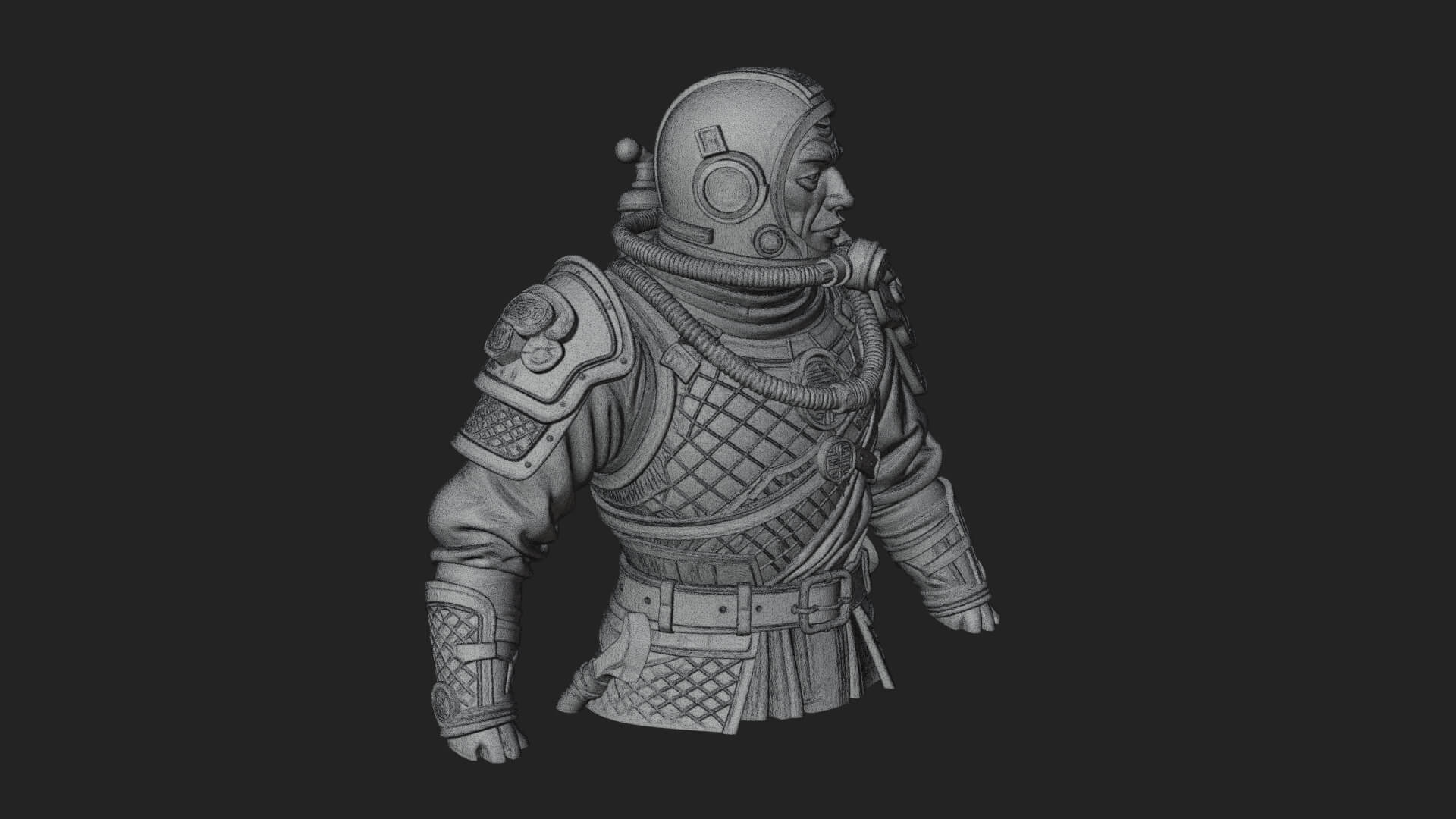 Helmed Diver Soldier Bust Design 1 3D Print Model 3D Model