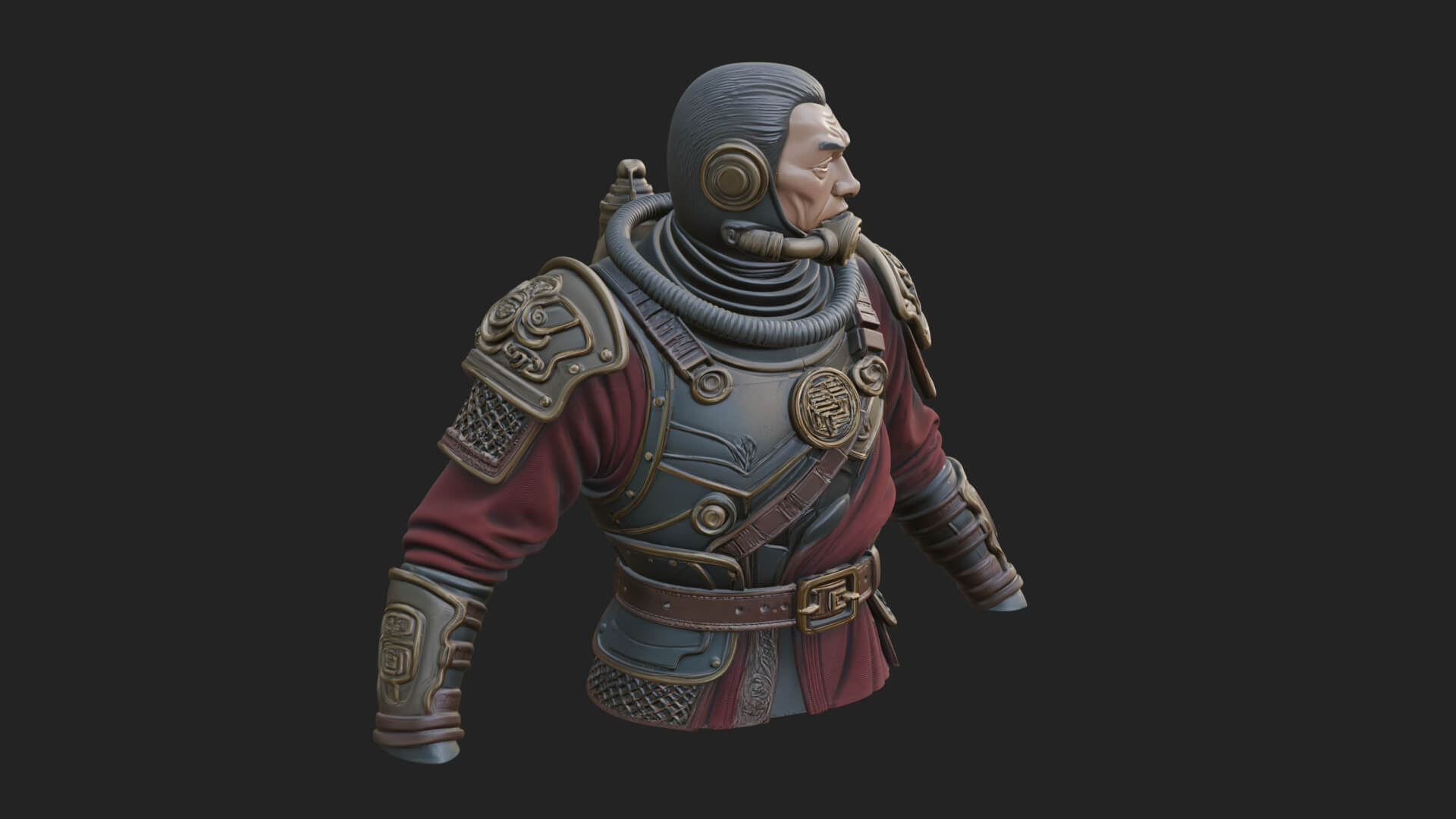 Helmed Diver Soldier Bust Design 2 3D Print Model 3D Model