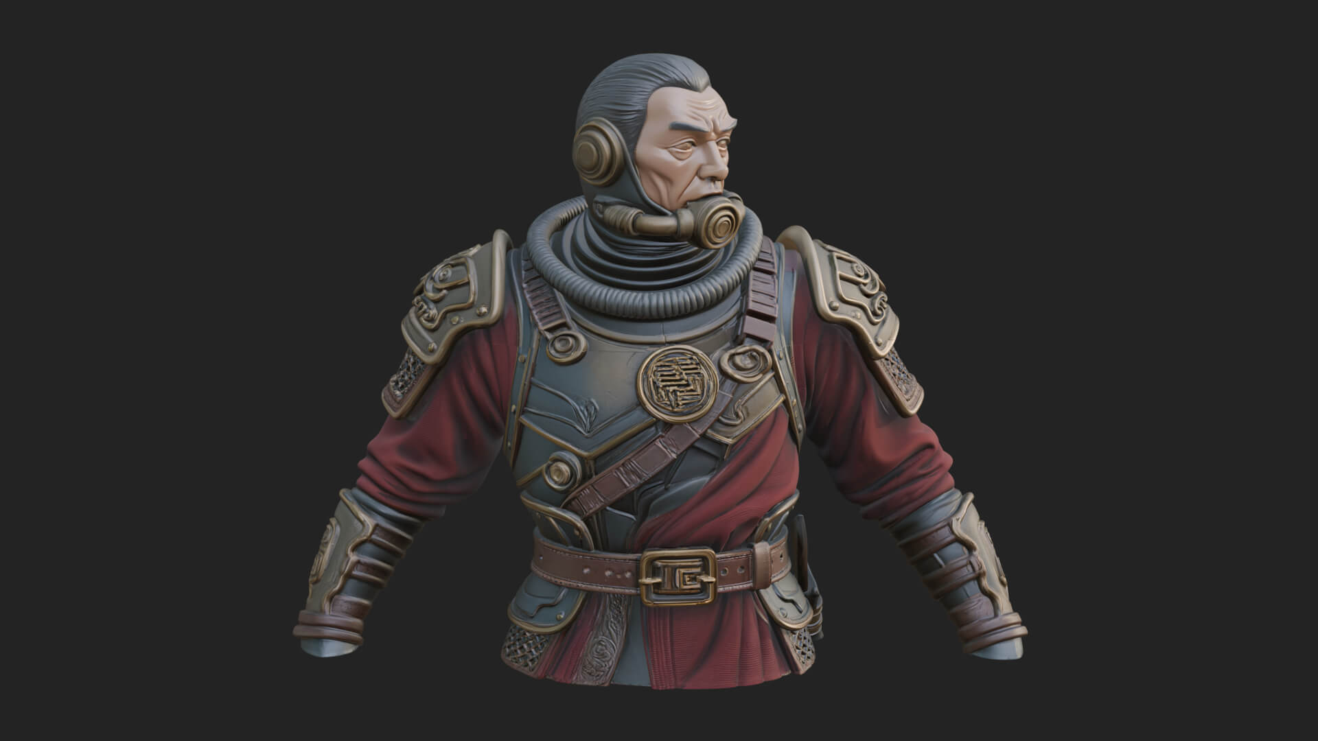 Helmed Diver Soldier Bust Design 2 3D Print Model 3D Model