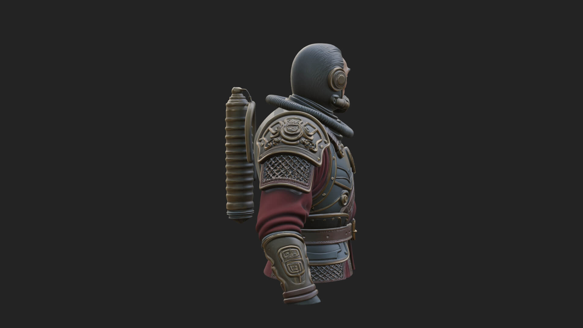 Helmed Diver Soldier Bust Design 2 3D Print Model 3D Model