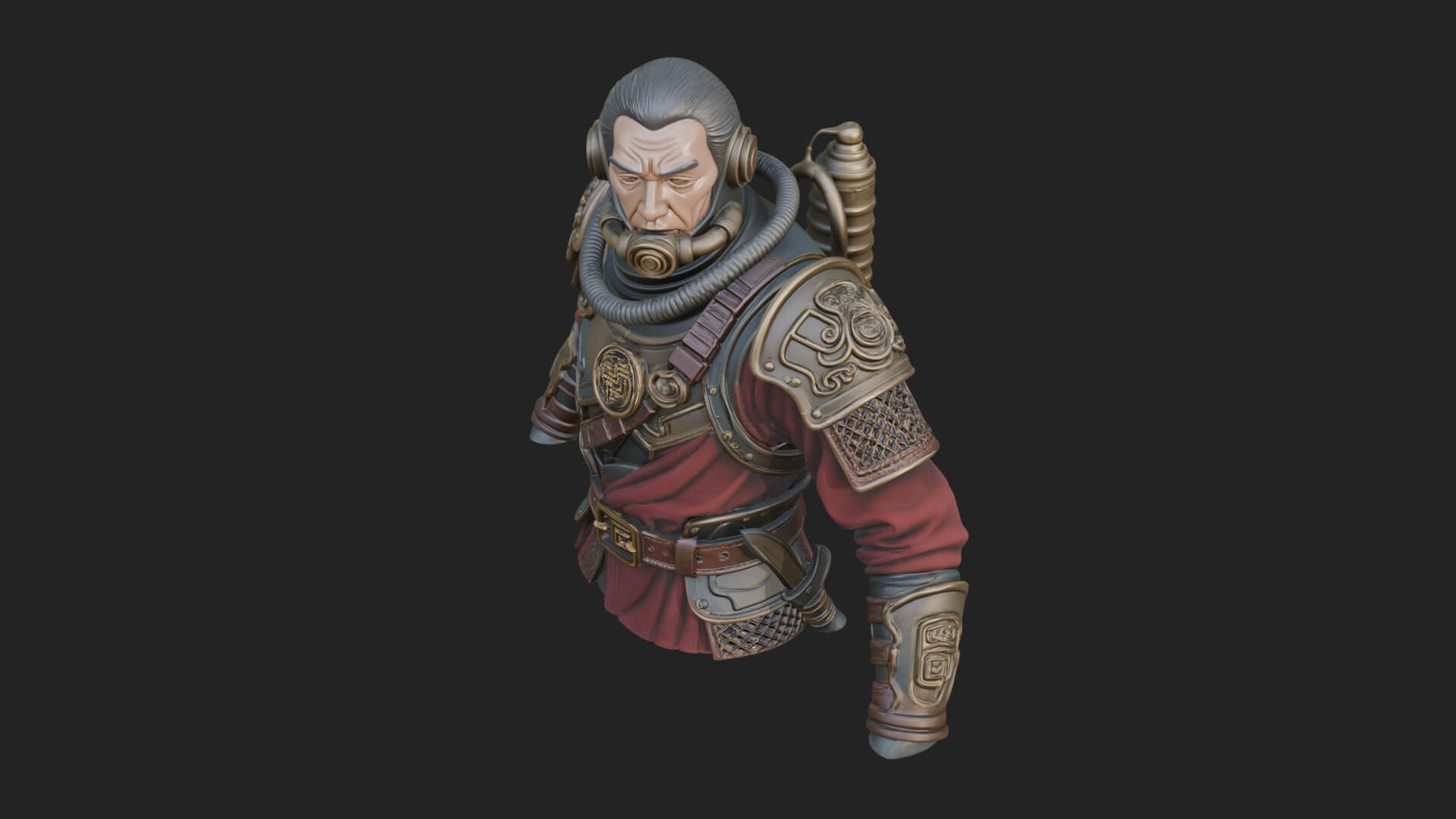 Helmed Diver Soldier Bust Design 2 3D Print Model 3D Model