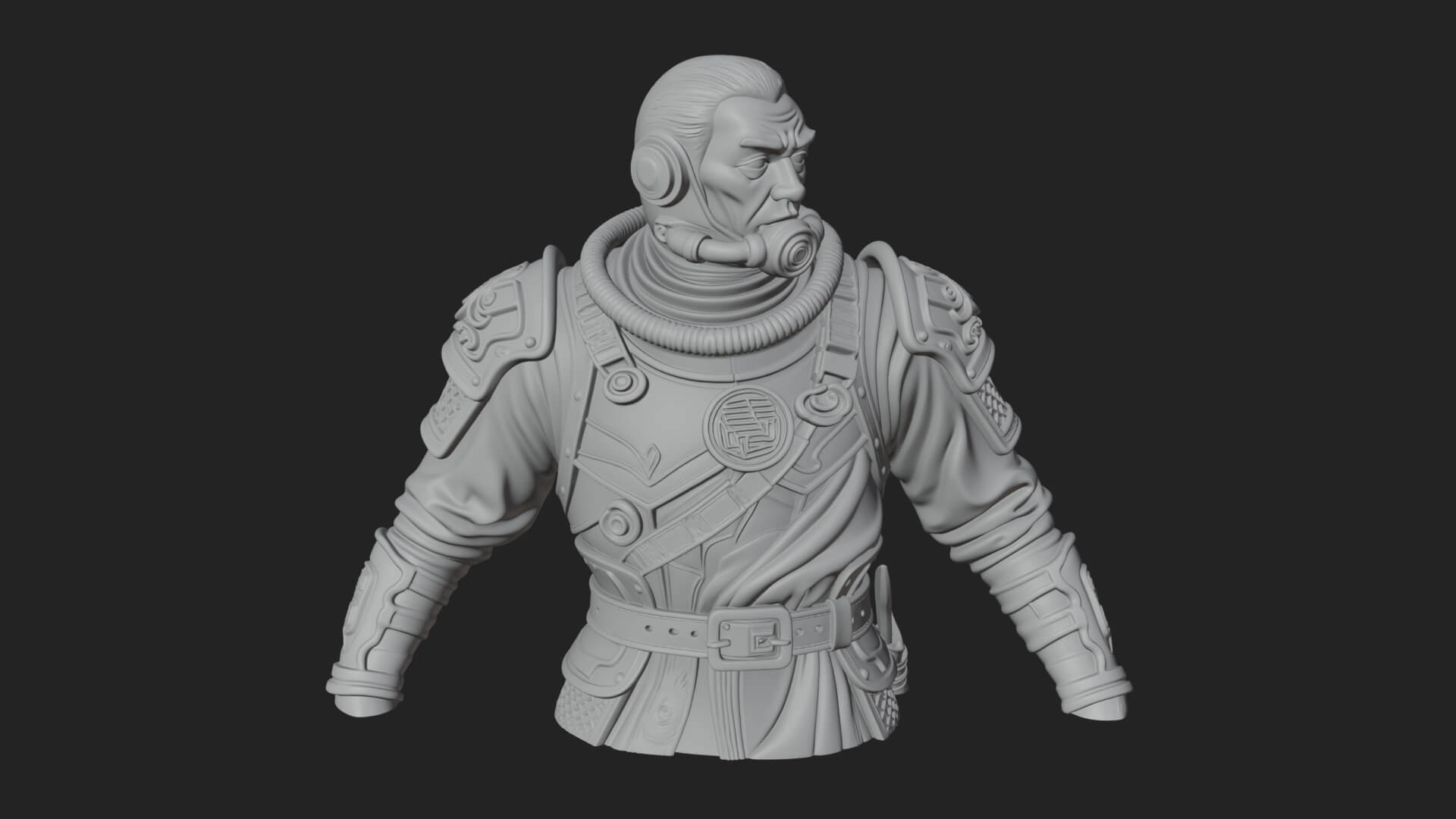 Helmed Diver Soldier Bust Design 2 3D Print Model 3D Model