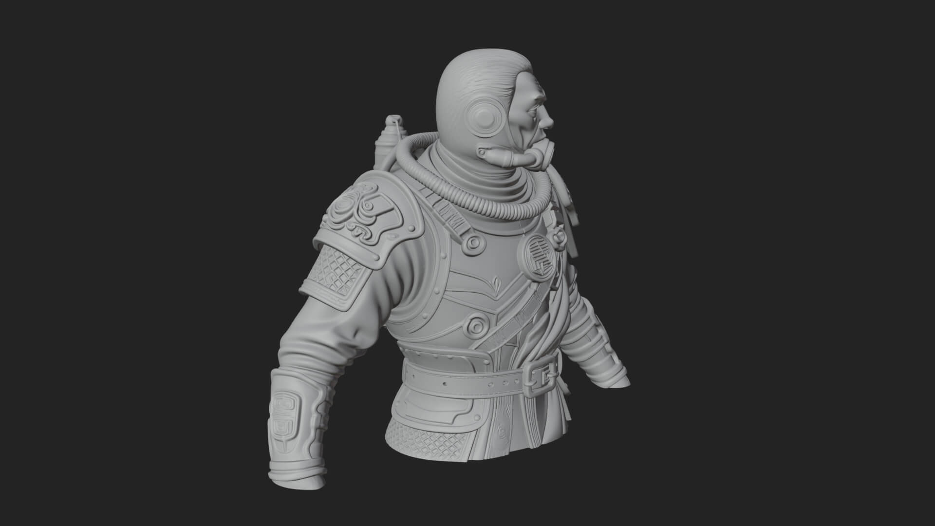 Helmed Diver Soldier Bust Design 2 3D Print Model 3D Model