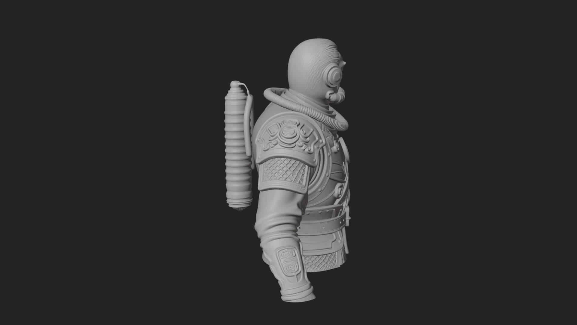 Helmed Diver Soldier Bust Design 2 3D Print Model 3D Model