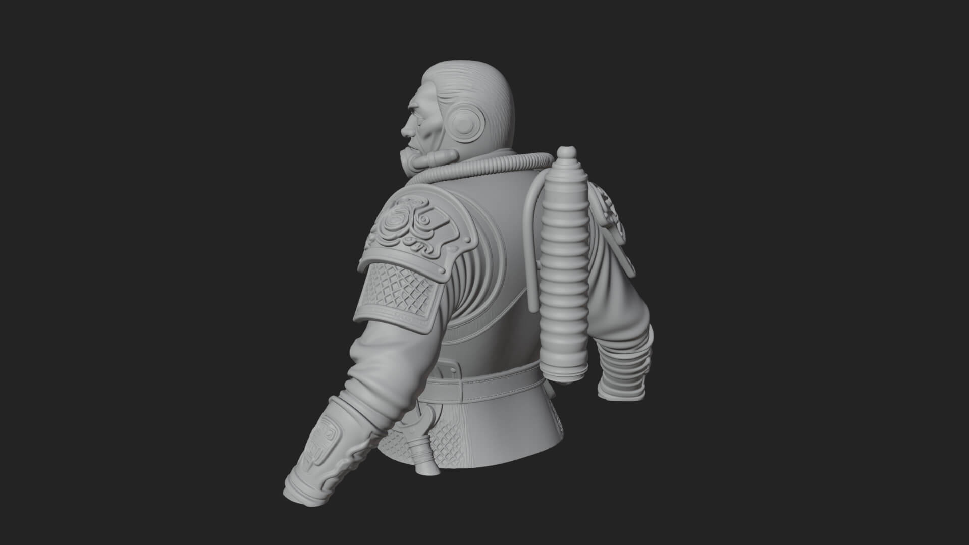 Helmed Diver Soldier Bust Design 2 3D Print Model 3D Model