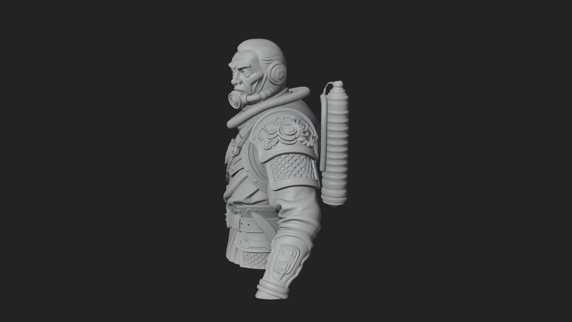 Helmed Diver Soldier Bust Design 2 3D Print Model 3D Model