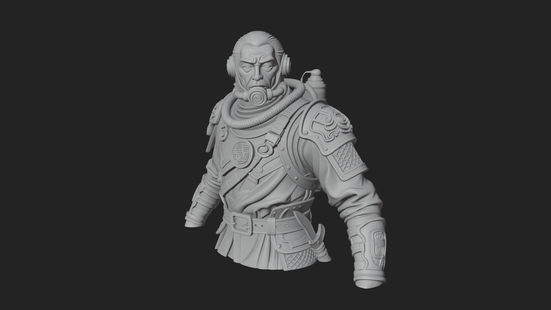 Helmed Diver Soldier Bust Design 2 3D Print Model 3D Model