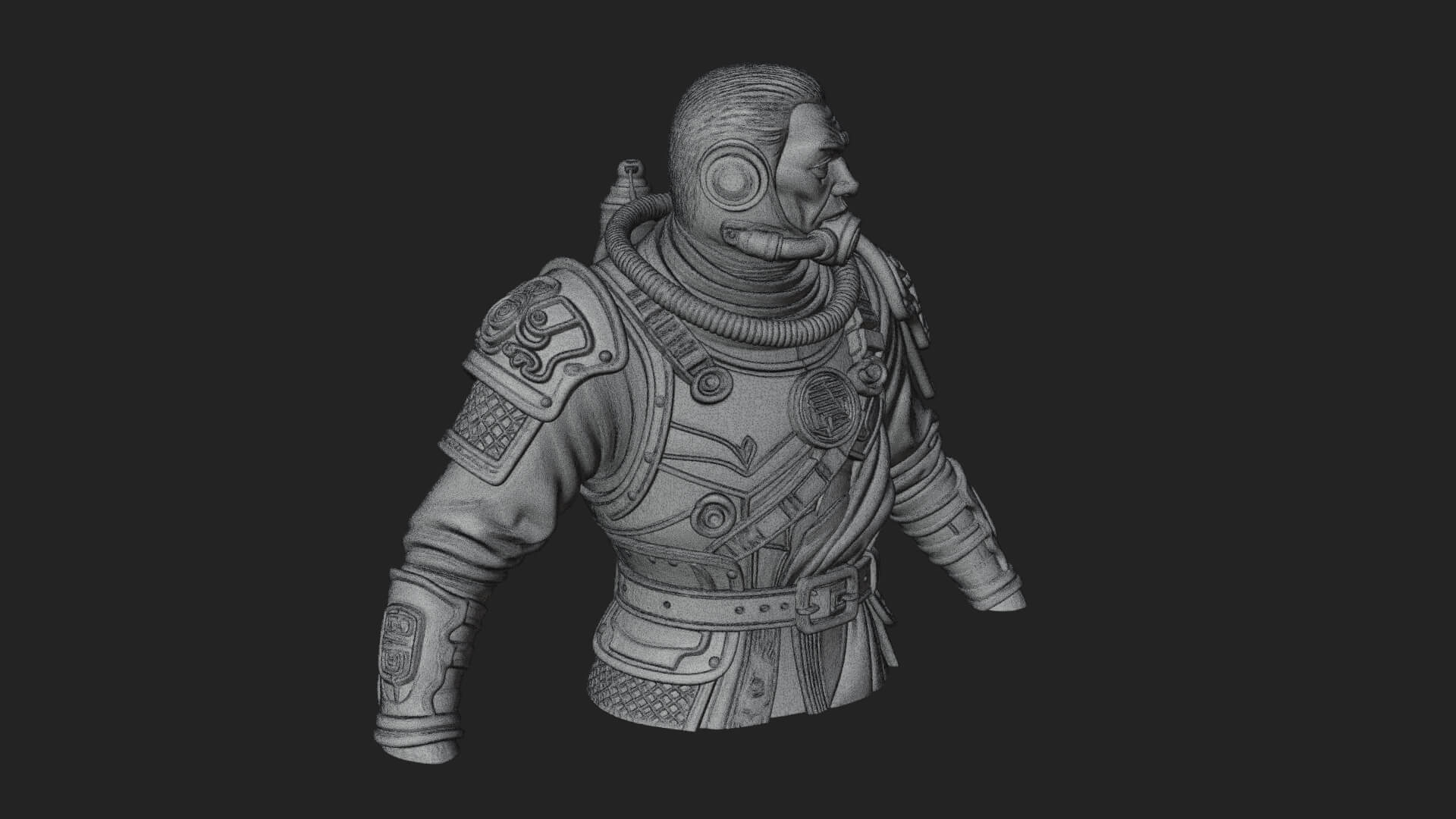 Helmed Diver Soldier Bust Design 2 3D Print Model 3D Model