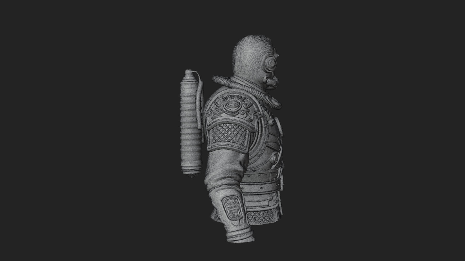 Helmed Diver Soldier Bust Design 2 3D Print Model 3D Model