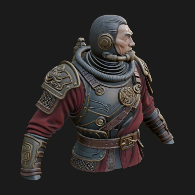 Helmed Diver Soldier Bust Design 2 3D Print Model