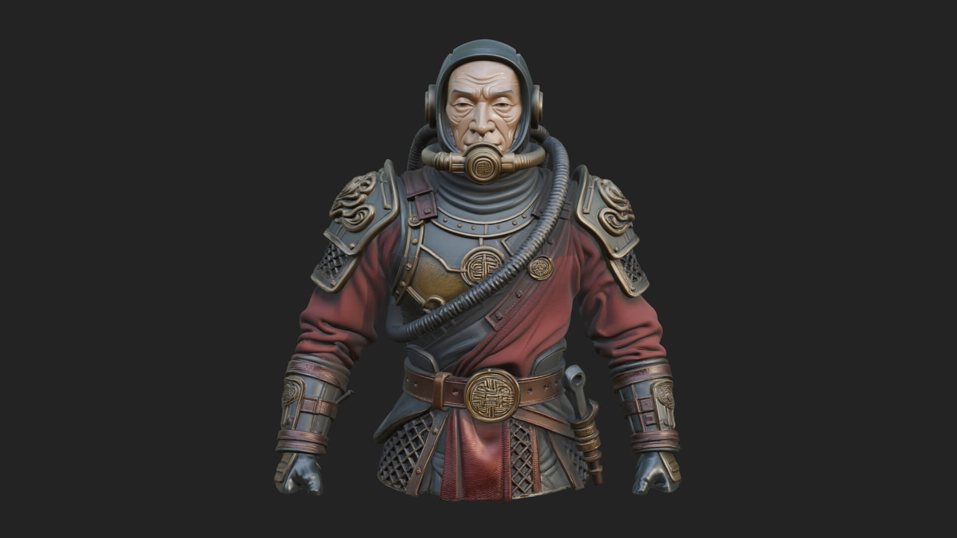 Helmed Diver Soldier Bust Design 3 3D Print Model 3D Model