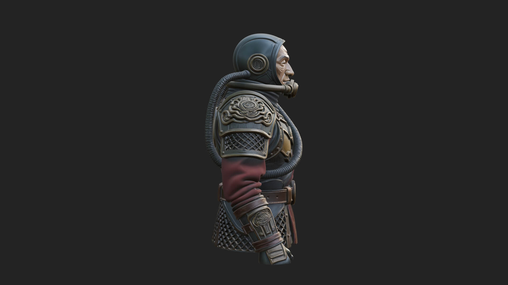 Helmed Diver Soldier Bust Design 3 3D Print Model 3D Model