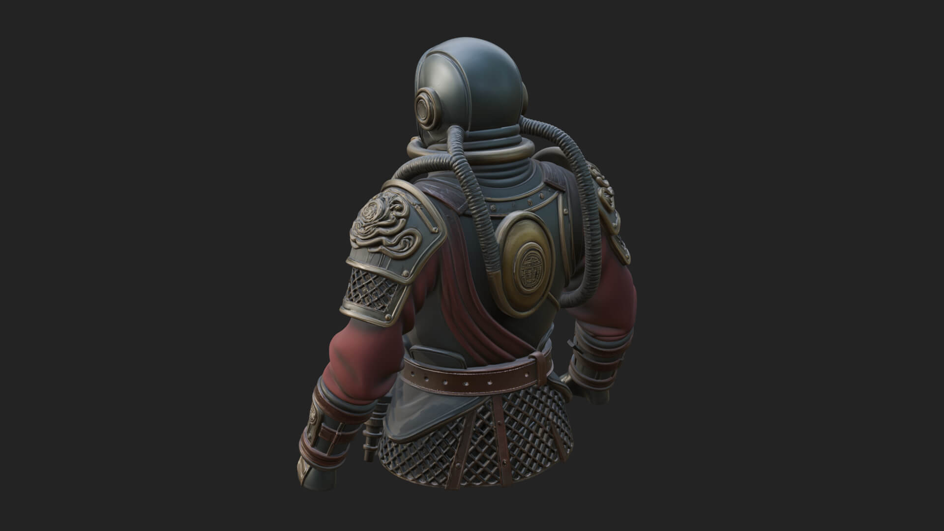 Helmed Diver Soldier Bust Design 3 3D Print Model 3D Model