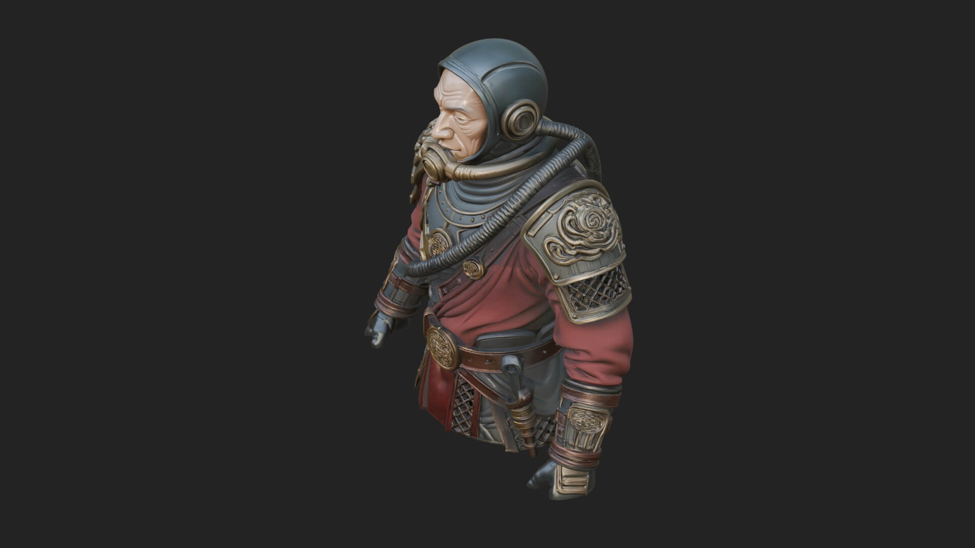 Helmed Diver Soldier Bust Design 3 3D Print Model 3D Model