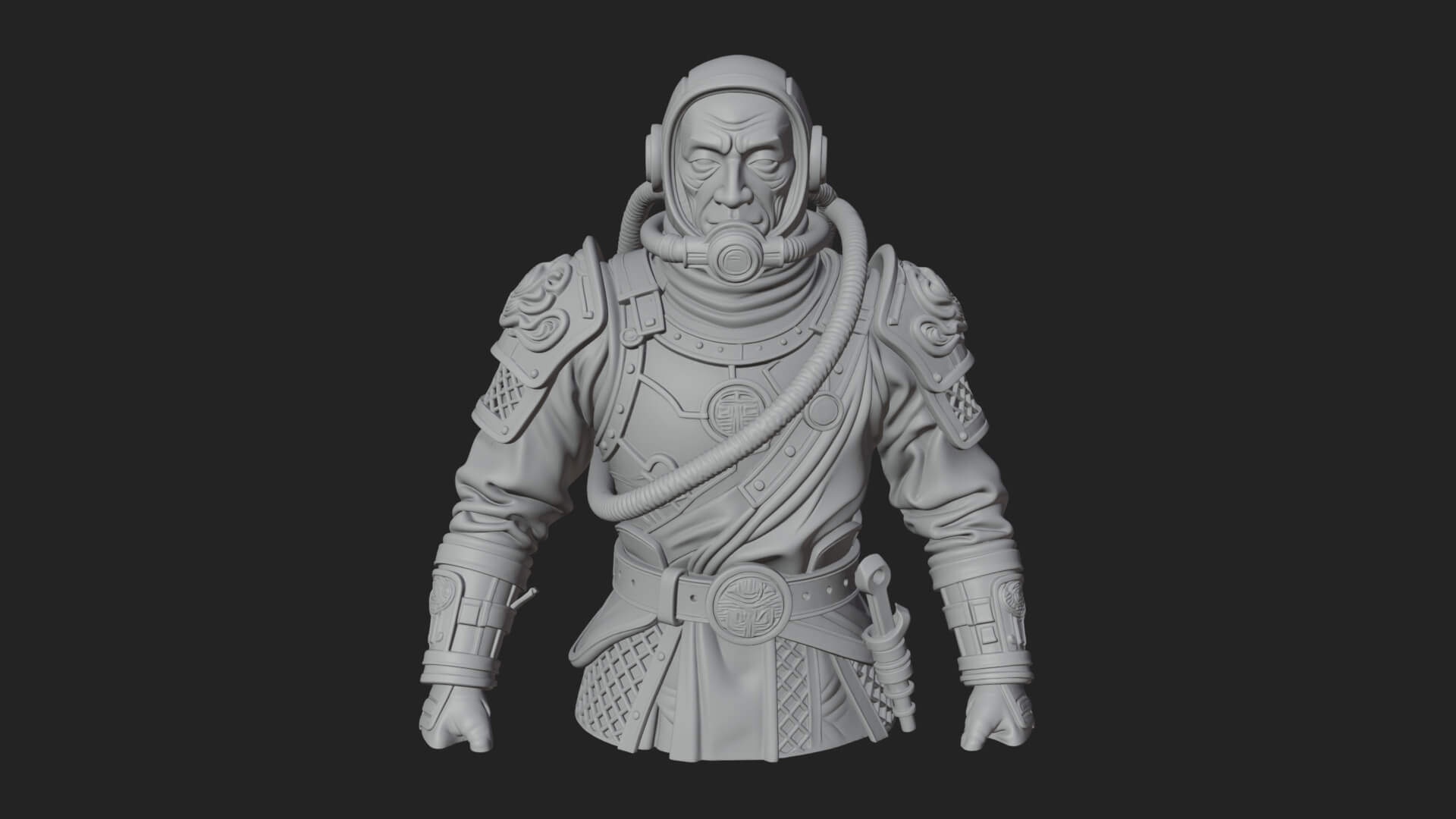 Helmed Diver Soldier Bust Design 3 3D Print Model 3D Model