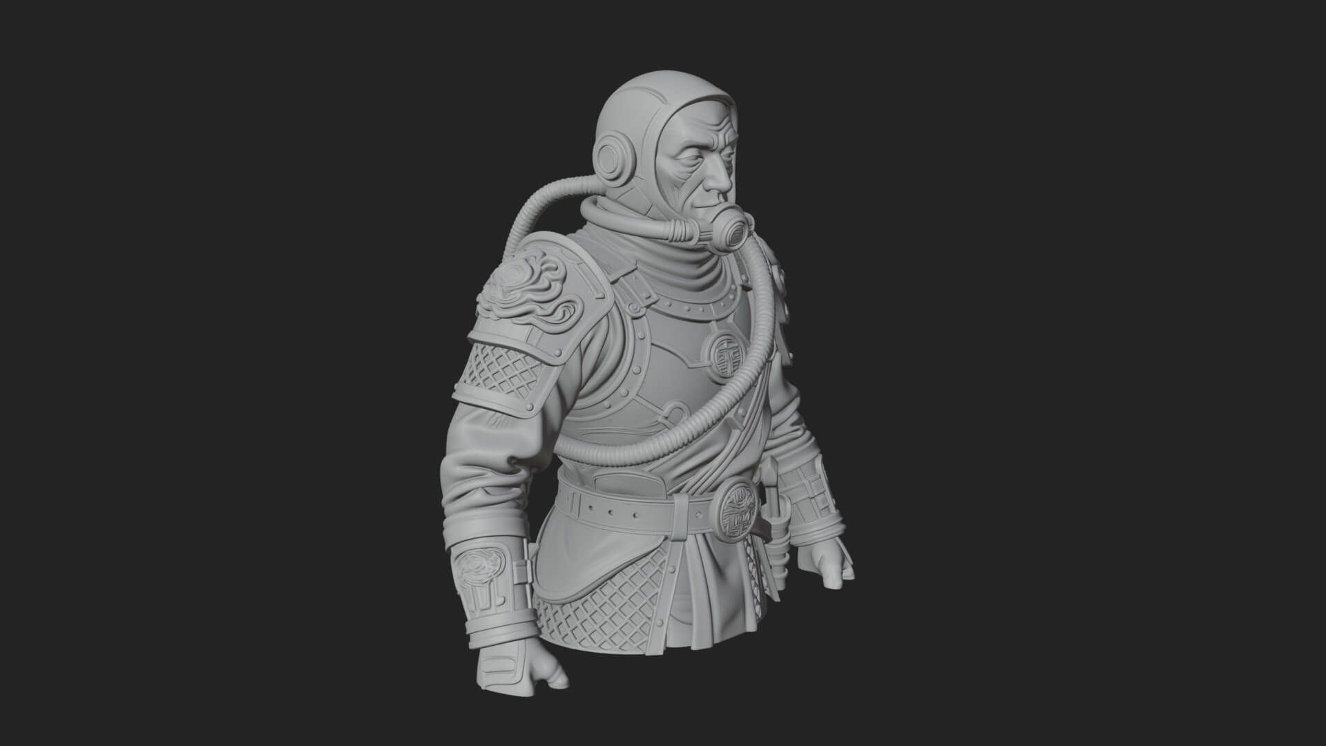Helmed Diver Soldier Bust Design 3 3D Print Model 3D Model