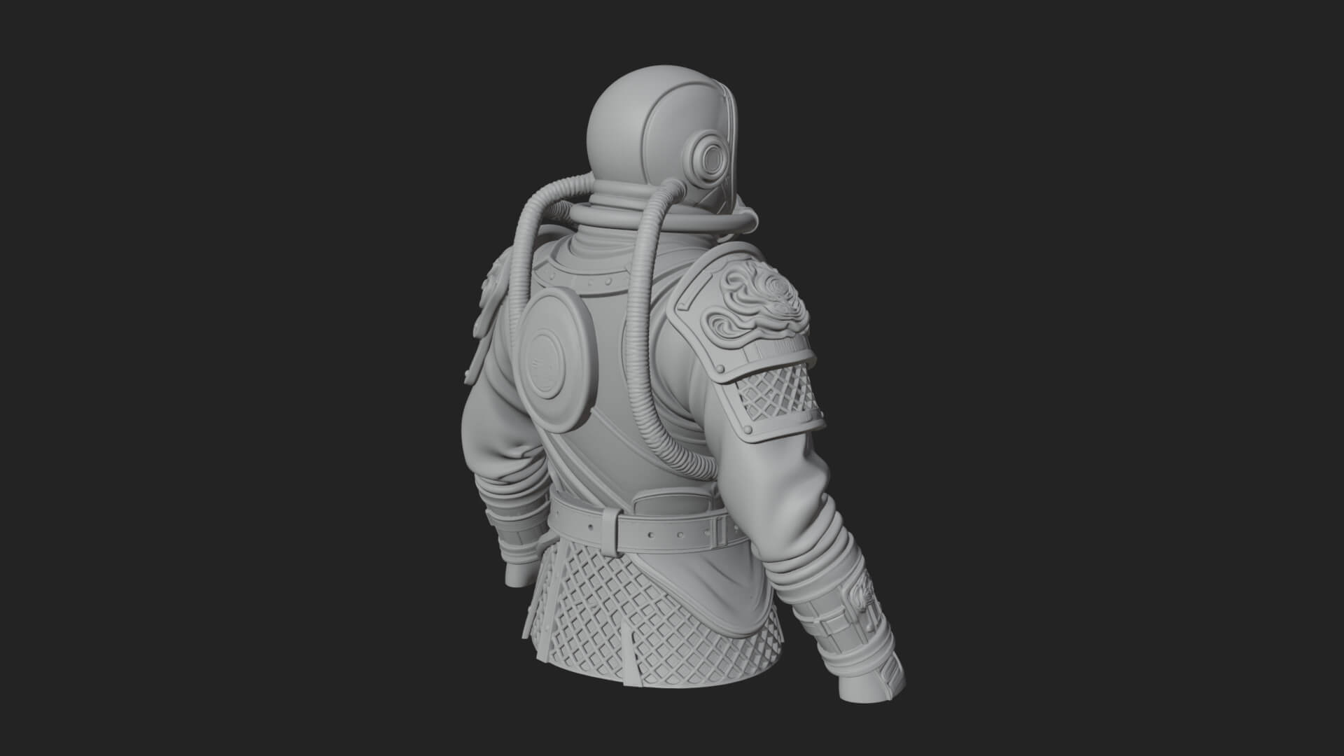 Helmed Diver Soldier Bust Design 3 3D Print Model 3D Model